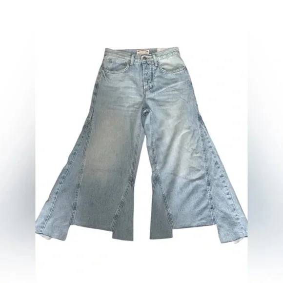 $148 NEW Free People We The Free Ripple Wide-Leg Pieced Crop Jeans Size 24 L